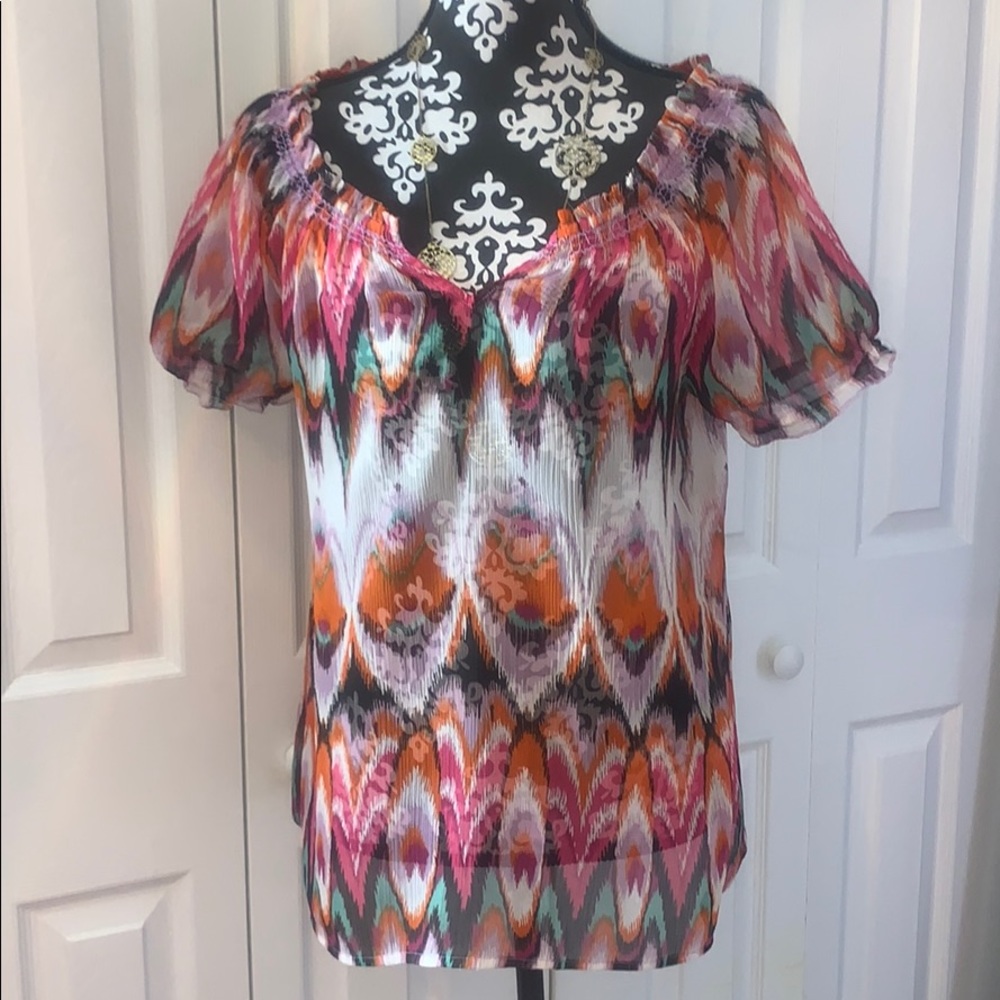 Lucky Brand Multi-Colored Top Size Large